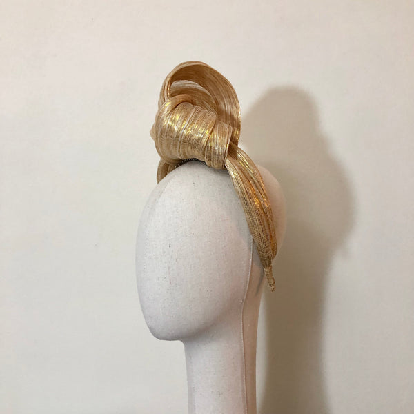 Goddess Turban Gold Ivory Metallic Silk Abaca Headband