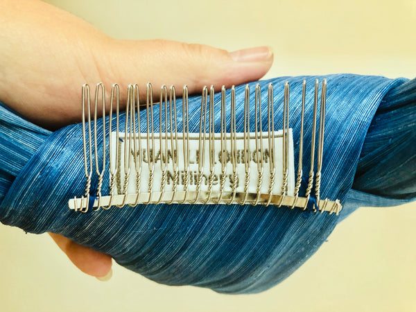 Sea Blue Silk Abaca Turban Headband