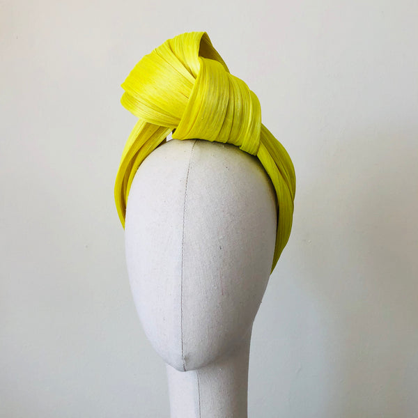 Lemon Yellow Silk Abaca Turban Headband