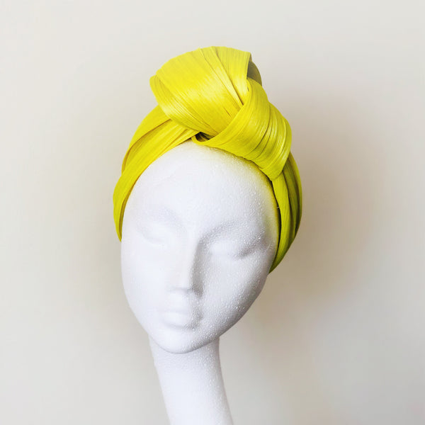 Lemon Yellow Silk Abaca Turban Headband