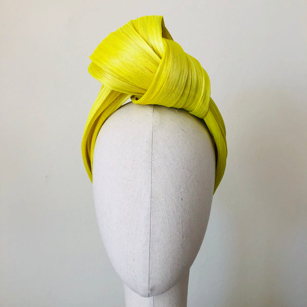 Lemon Yellow Silk Abaca Turban Headband