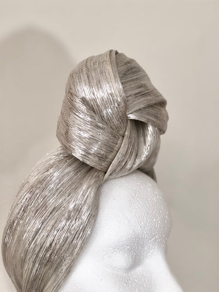 Siren Silver Metallic Silk Abaca Headband