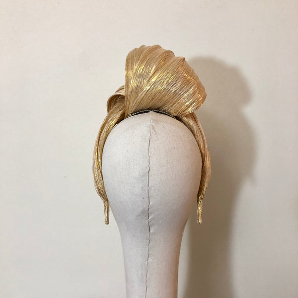 Goddess Turban Gold Ivory Metallic Silk Abaca Headband