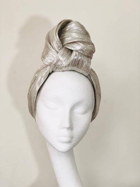 Siren Silver Metallic Silk Abaca Headband