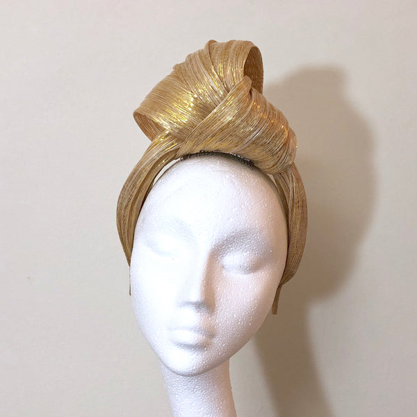 Goddess Turban Gold Ivory Metallic Silk Abaca Headband