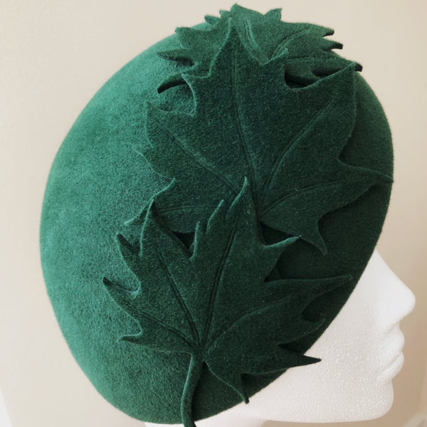 Autumn Leaves Beret Hat Forest Green