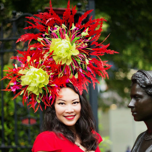 Red Firework Feather Fascinator