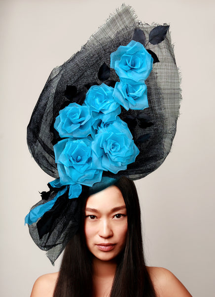 Blue Rose Bouquet Headdress
