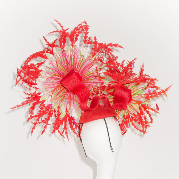 Red Firework Feather Fascinator