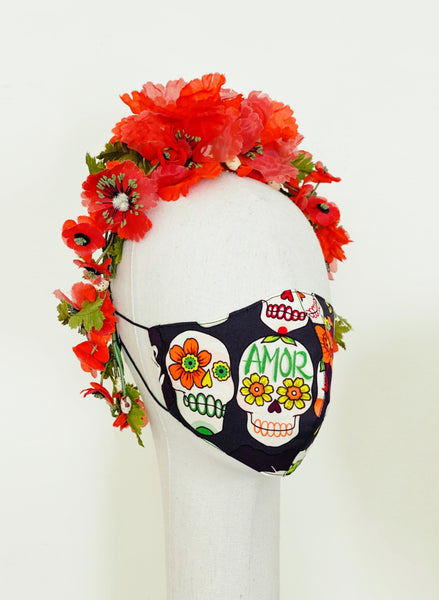 limited edition Frida Kahlo Skulls Flowers Cotton fabric Mask