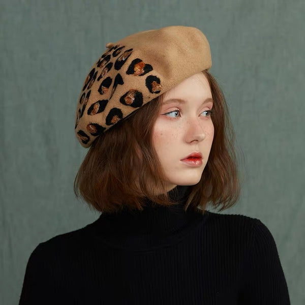 Limited Edition Leopard Hand Felted Wool Beret