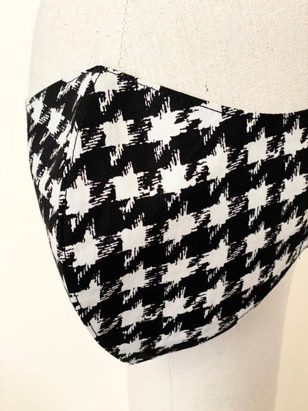 Black White Houndstooth Cotton Face Mask Cover