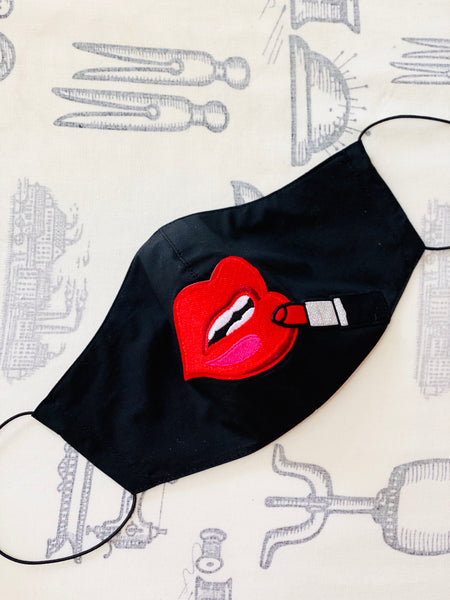 Premium Red Lip Leopard Print Cotton Face Mask
