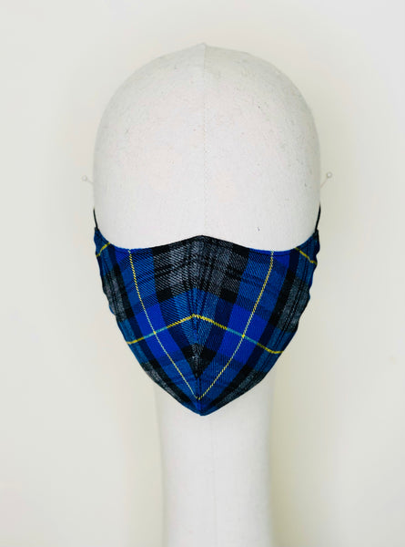 Royal Blue Skye Tartan Cotton Face Mask Cover