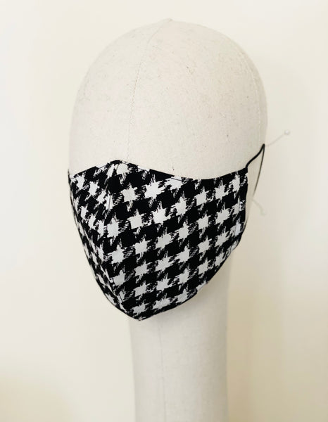 Black White Houndstooth Cotton Face Mask Cover