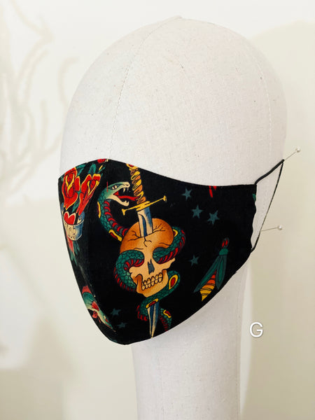 Halloween Tattoo Sailor Jerry Print Cotton Face Mask Cover