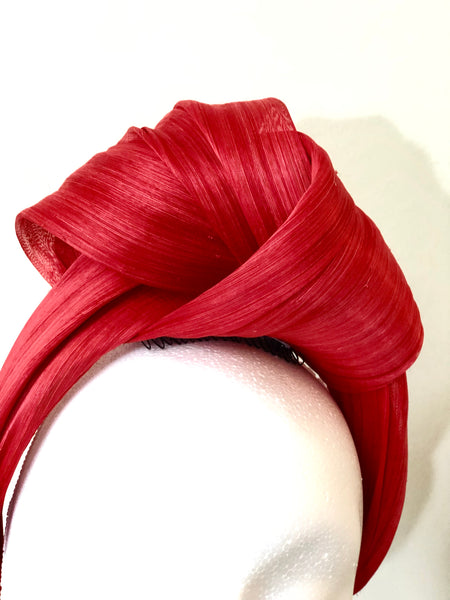 True Love Turban Red Silk Abaca Headband