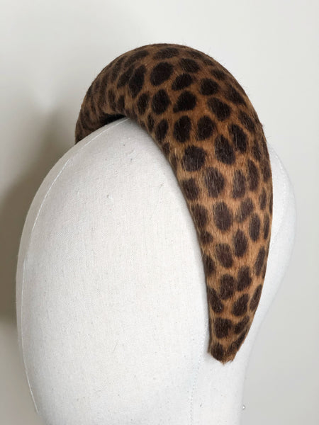 Kiki Leopard Print Fur Felt Halo Headband