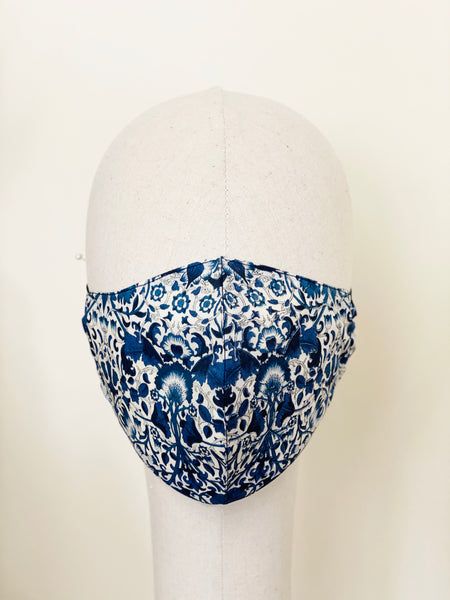 Blue White Classic Liberty Print Tana Lawn Cotton Face Mask