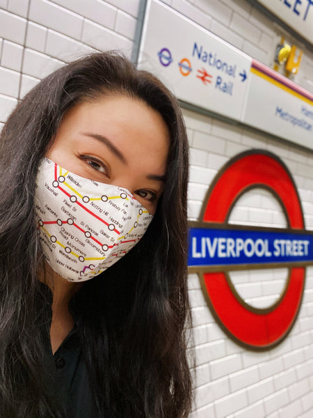 Lost in Tube Map Print Cotton 3 layers Face Mask