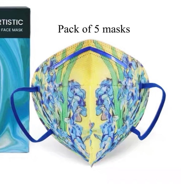 Pack of 5 Van Gogh Irises 3D Face Mask Limited Edition