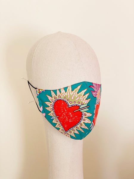 Frida Kahlo Sacred Heart Green Face Cover Mask