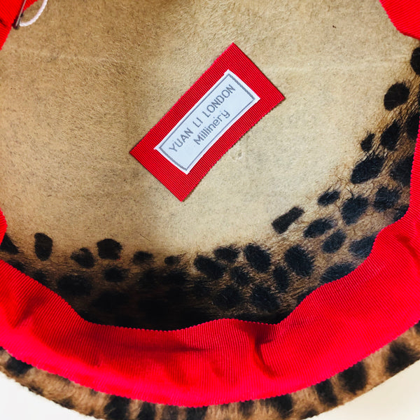 Lulu Leopard Print Fur Felt Beret Hat