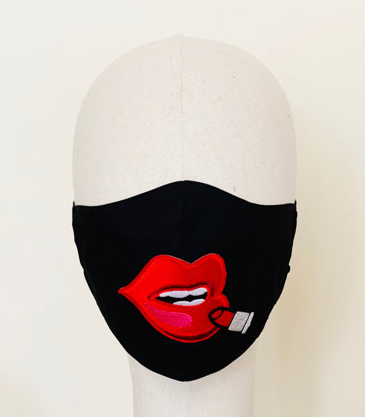 Premium Red Lip Black Cotton Face Mask