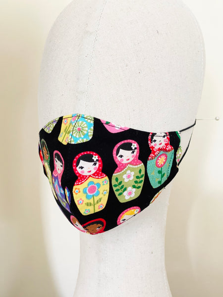 Novelty Russian Dolls Print Cotton Face Cover