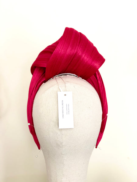 True Love Turban Raspberry Pink Silk Abaca Headband
