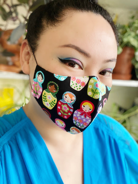 Novelty Russian Dolls Print Cotton Face Cover
