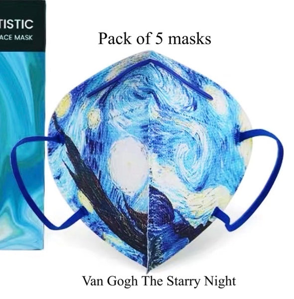 Pack of 5 Van Gogh Starry Night 3D Face Mask Limited Edition
