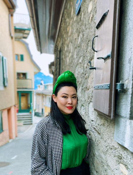 Emerald Green Turban Silk Abaca Headband