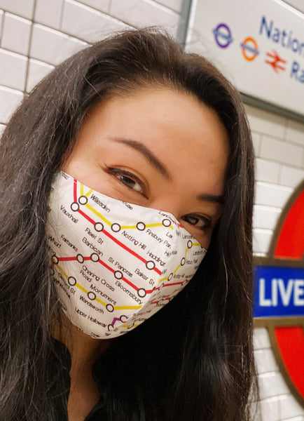 Lost in Tube Map Print Cotton 3 layers Face Mask