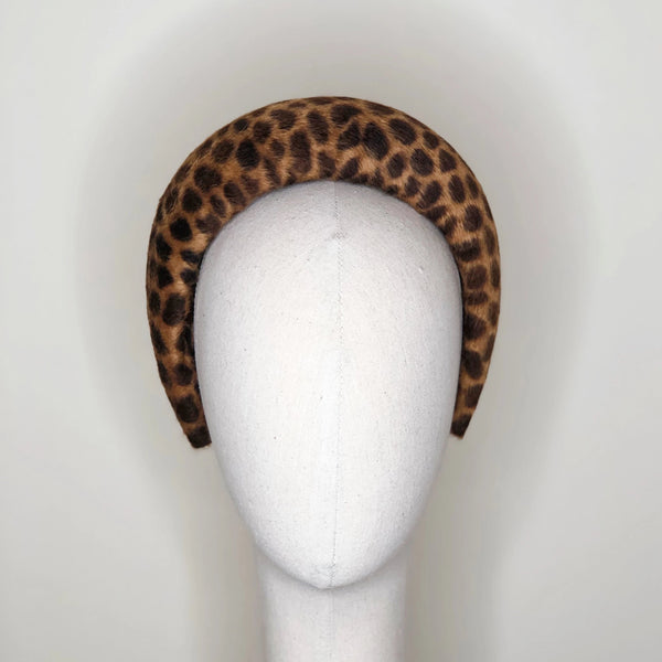 Kiki Leopard Print Fur Felt Halo Headband
