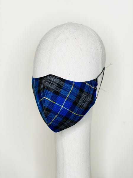 Royal Blue Skye Tartan Cotton Face Mask Cover