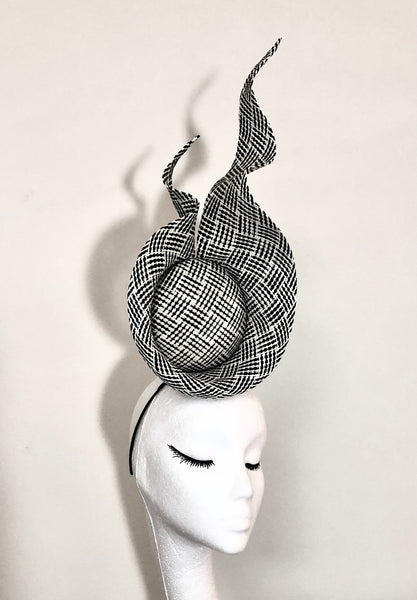 Pippa Sculptural Black White Fascinator