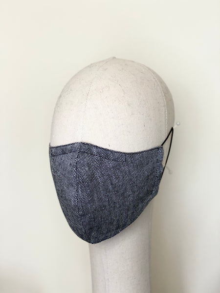 Reversible Herringbone Linen Cotton Face Mask