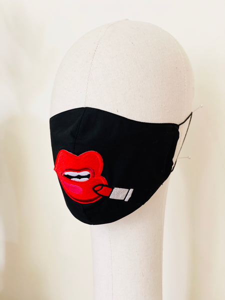 Premium Red Lip Leopard Print Cotton Face Mask
