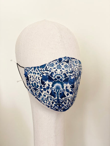 Blue White Classic Liberty Print Tana Lawn Cotton Face Mask