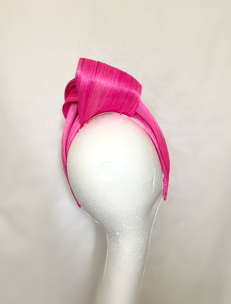 Neon Pink Silk Abaca Turban Headband