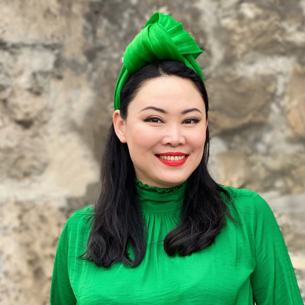 Emerald Green Turban Silk Abaca Headband