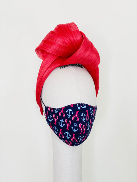 Nautical Lobster and Anchor Print Cotton Summer Face Mask Cover