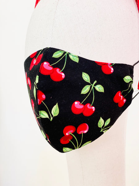 Delicious Cherry Print Cotton Face Mask Cover