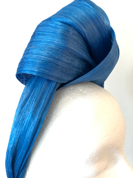 Sea Blue Silk Abaca Turban Headband