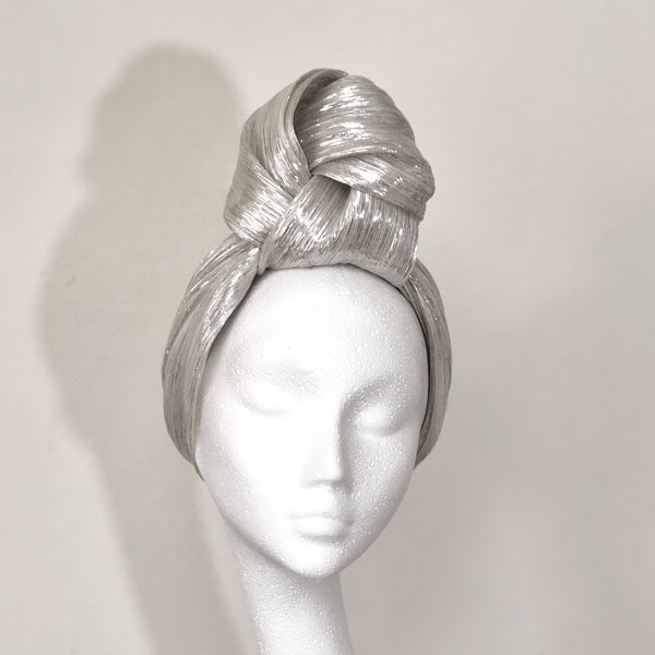 Siren Silver Metallic Silk Abaca Headband