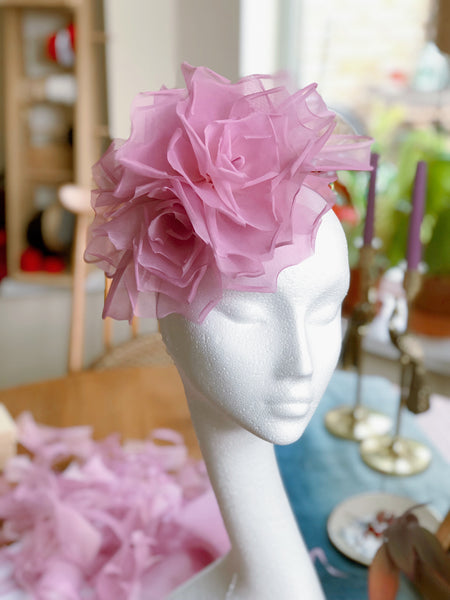 Lila Soft Pink Rose Flower Fascinator