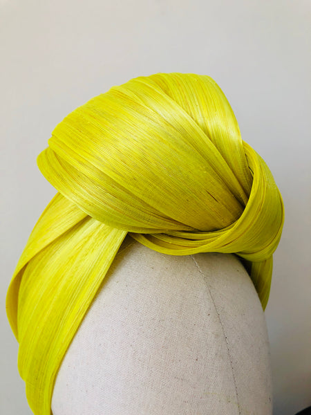 Lemon Yellow Silk Abaca Turban Headband