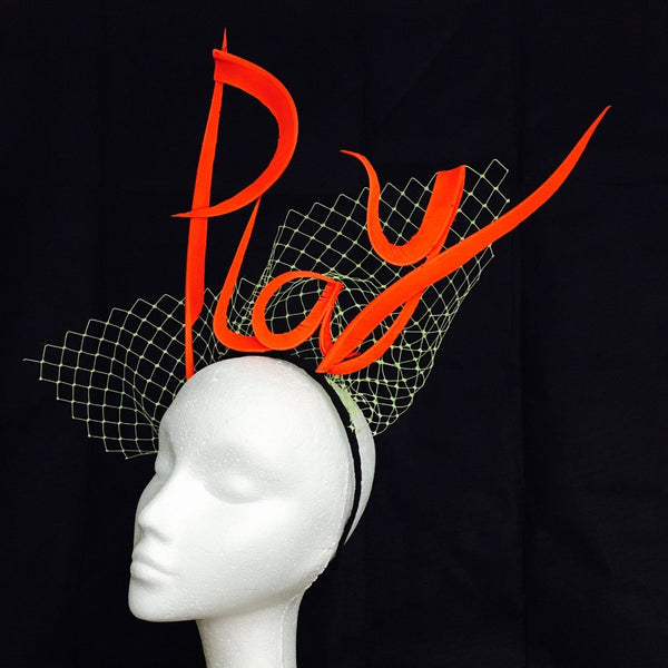 Play - Feather Made Slogan & Name Fascinator