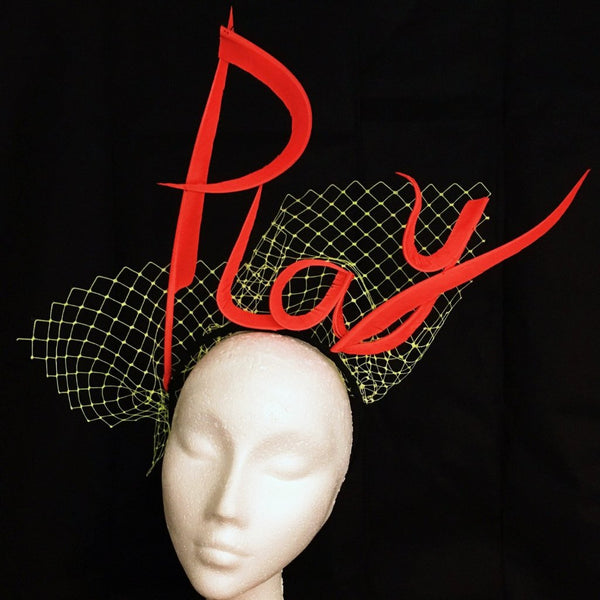 Play - Feather Made Slogan & Name Fascinator